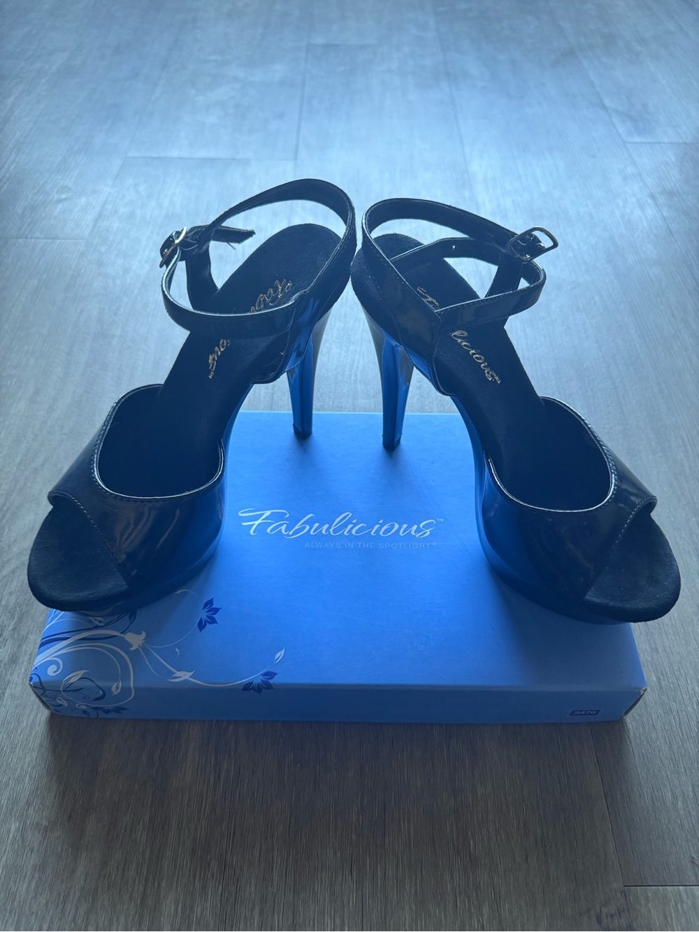 Black Patent Peep-Toe Slingback Heels